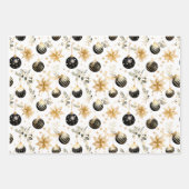 水彩ブラック&金ゴールドクリスマスセット6 ラッピングペーパーシート (正面2)