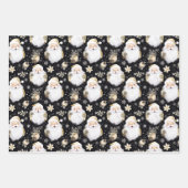 水彩ブラック&金ゴールドクリスマスセット6 ラッピングペーパーシート (正面)