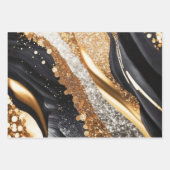 水彩ブラック&金ゴールドグリッター炭酸アルコールインク ラッピングペーパーシート (正面3)