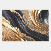 水彩ブラック&金ゴールドグリッター炭酸アルコールインク ラッピングペーパーシート (正面2)