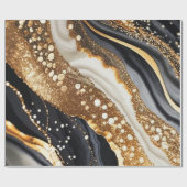 水彩ブラック&金ゴールドグリッター炭酸アルコールインク ラッピングペーパー (フラット)