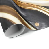 水彩ブラック&金ゴールドグリッター炭酸アルコールインク ラッピングペーパー (ロールコーナー)