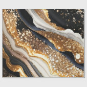 水彩ブラック&金ゴールドグリッター炭酸アルコールインク ラッピングペーパー (フラット)