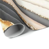 水彩ブラック&金ゴールドグリッター炭酸アルコールインク ラッピングペーパー (ロールコーナー)