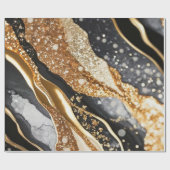 水彩ブラック&金ゴールドグリッター炭酸アルコールインク ラッピングペーパー (フラット)