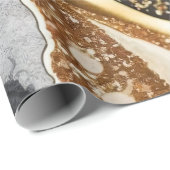 水彩ブラック&金ゴールドグリッター炭酸アルコールインク ラッピングペーパー (ロールコーナー)