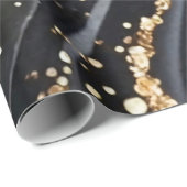 水彩ブラック&金ゴールドグリッター炭酸アルコールインク ラッピングペーパー (ロールコーナー)