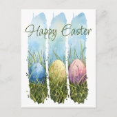 水彩ブラッシュストロークイースターエッグ シーズンポストカード (正面)