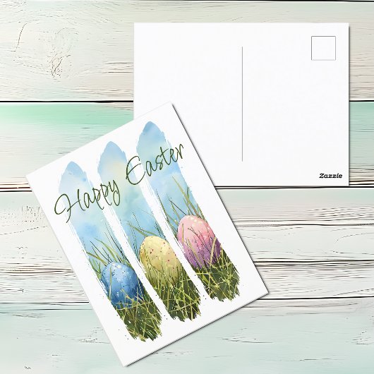 水彩ブラッシュストロークイースターエッグ シーズンポストカード