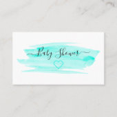 水彩ブラッシュストロークベビースシャワーチケット招待状 名刺 (正面)