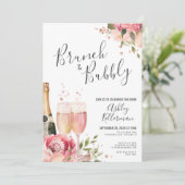 水彩ブランチ及び泡状フローラブライダルシャワー 招待状 (スタンド正面)