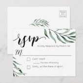 水彩ブランチ結婚のポストカードRSVP ポストカード (正面/裏面)