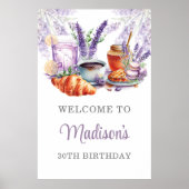 水彩ブランチ誕生日カスタムウェルカムサイン ポスター (正面)