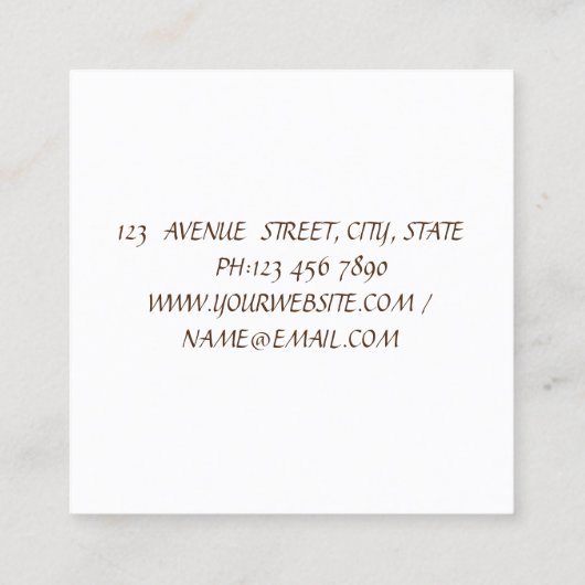 水彩ブランチ、フローラサボテン手作り スクエア名刺 (裏面)