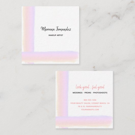 水彩ブラ色彩の鮮やかシ線の化粧アーティスト スクエア名刺