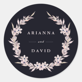 水彩ブリス |赤面ピンクフローラリース ラウンドシール