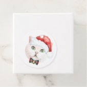 水彩ブリティッシュショートヘア猫サンタクリスマス フェイバータグ (インサイチュ)