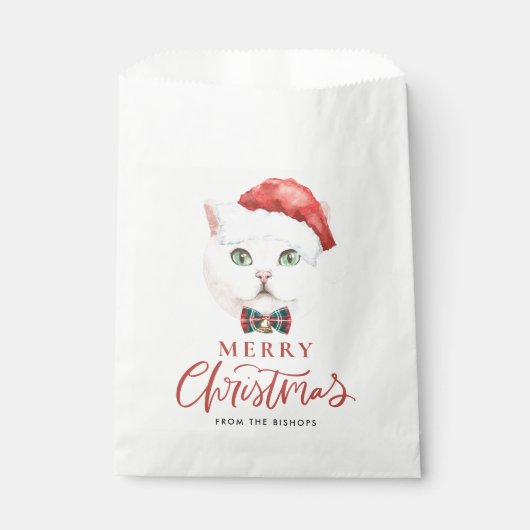 水彩ブリティッシュショートヘア猫サンタクリスマス フェイバーバッグ (正面)