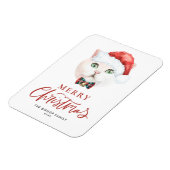 水彩ブリティッシュショートヘア猫サンタクリスマス マグネット (左側)