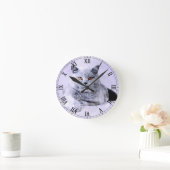 水彩ブリティッシュ猫 ラウンド壁時計 (ホーム)