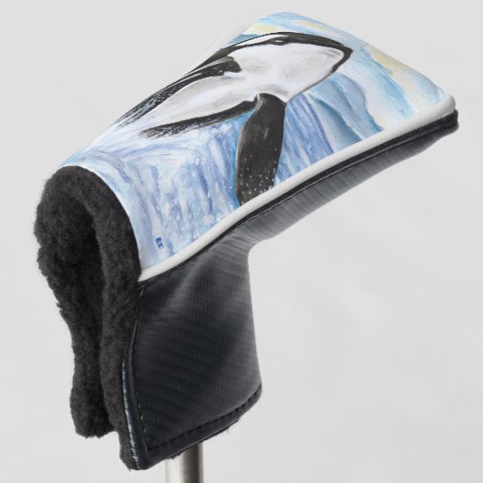 水彩ブリーチングオルカクジラ ゴルフヘッドカバー (3/4 正面)
