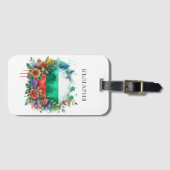 水彩ブルガリア国旗のフローラリース民俗学 ラゲッジタグ (正面横)