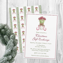 水彩ブルガンディアマリリスクリスマスパーティー 招待状