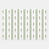 水彩ブルガンディアマリリス&トピアリークリスマス ラッピングペーパーシート (正面3)