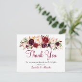 水彩ブルガンディマルサラフラワーサンキューカード (スタンド正面)