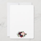 水彩ブルガンディーブルーフローラエレガントな結婚式W 招待状 (裏面)
