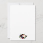 水彩ブルガンディーブルーフローラ結婚金ゴールドのW 招待状 (裏面)