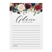 水彩ブルゴーニュとネイビー花赤ちゃんシャワー