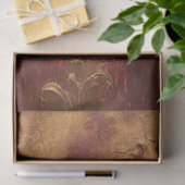 水彩ブルゴーニュとフェイク金ゴールドオーナメント 薄葉紙 (ギフト)