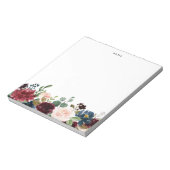 水彩ブルゴーニュとブルーフラワーガーランド ノートパッド (回転)