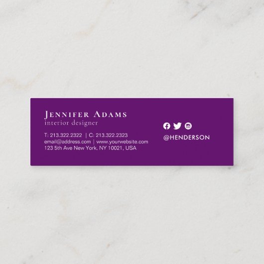 水彩ブルゴーニュとプラムフローラ絵画ズ スキニー名刺 (裏面)