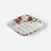 水彩ブルゴーニュと赤面結婚金ゴールド ペーパープレート (傾斜あり)