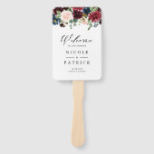 水彩ブルゴーニュと青結婚の花 ハンドファン (正面)