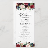 水彩ブルゴーニュと青結婚の花 プログラム (正面/裏面)