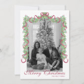 水彩ブルゴーニュのクリスマスガーランド写真 シーズンカード (正面)
