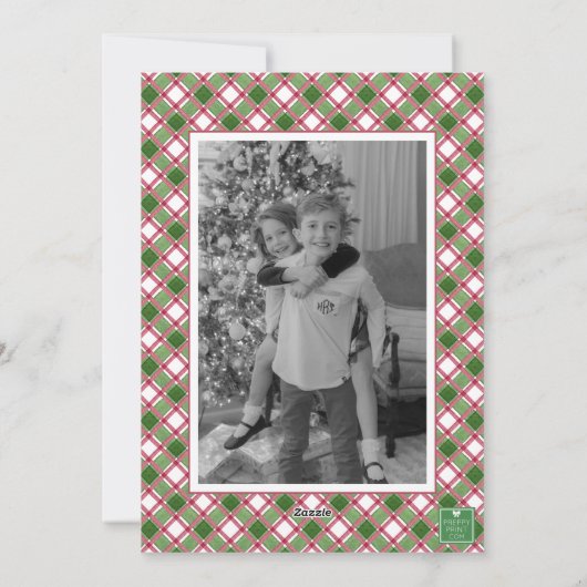 水彩ブルゴーニュのクリスマスガーランド写真 シーズンカード (裏面)