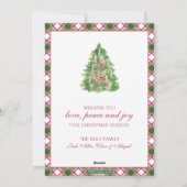 水彩ブルゴーニュのクリスマスガーランド写真 シーズンカード (裏面)