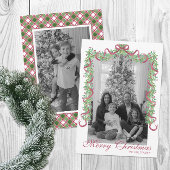 水彩ブルゴーニュのクリスマスガーランド写真 シーズンカード