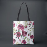 水彩ブルゴーニュの花 | 花柄 トートバッグ<br><div class="desc">バーフェミニンガンエレガントディ牡丹を使用した水色フローラトートバッグ。このデザインは他の製品で利用できる。</div>