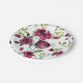 水彩ブルゴーニュの花 | 花柄 ペーパープレート (アングル)