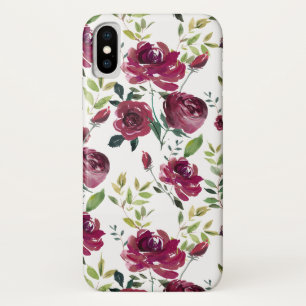 水彩ブルゴーニュの花   花柄 iPhone X ケース