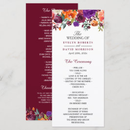 水彩ブルゴーニュパープルオレンジ結婚フローラ プログラム