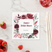 水彩ブルゴーニュフラワーパネルブライダルシャワー スタンダードカクテルナプキン (インサイチュ)