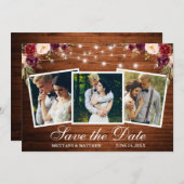 水彩ブルゴーニュフローラウッド3写真 セーブザデート (正面/裏面)