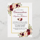 水彩ブルゴーニュフローラキンセアニェラ金ゴールド 箔招待状 (正面)