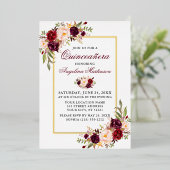 水彩ブルゴーニュフローラキンセアニェラ金ゴールド 箔招待状 (立ち正面)